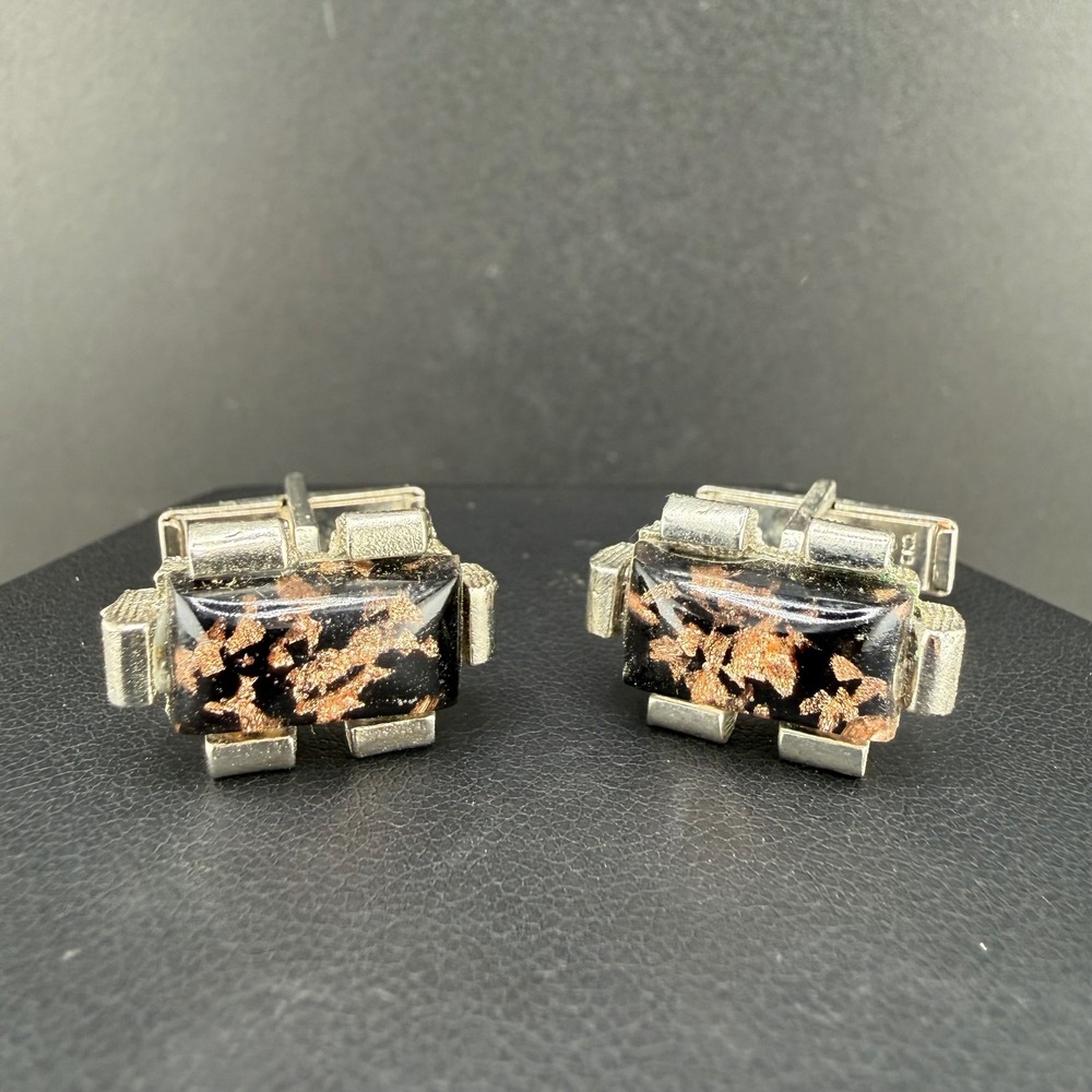 Vintage Cufflinks Confetti Lucite